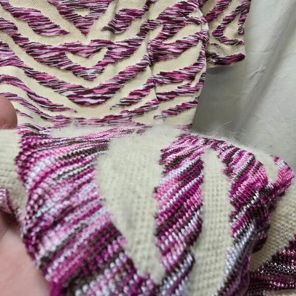 Free People Take Me Out zebra print mini bodycon dress puff sleeve knit large - Picture 11 of 11